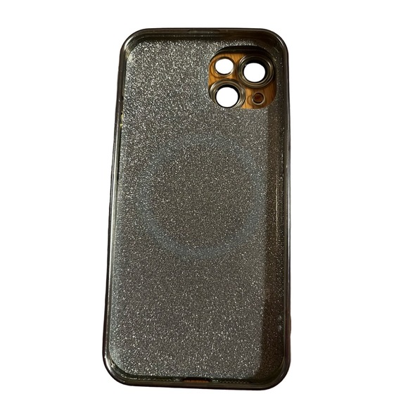 Blue Glitter IPhone 13 snap on case magnetic suction and lens covers - Picture 2 of 4
